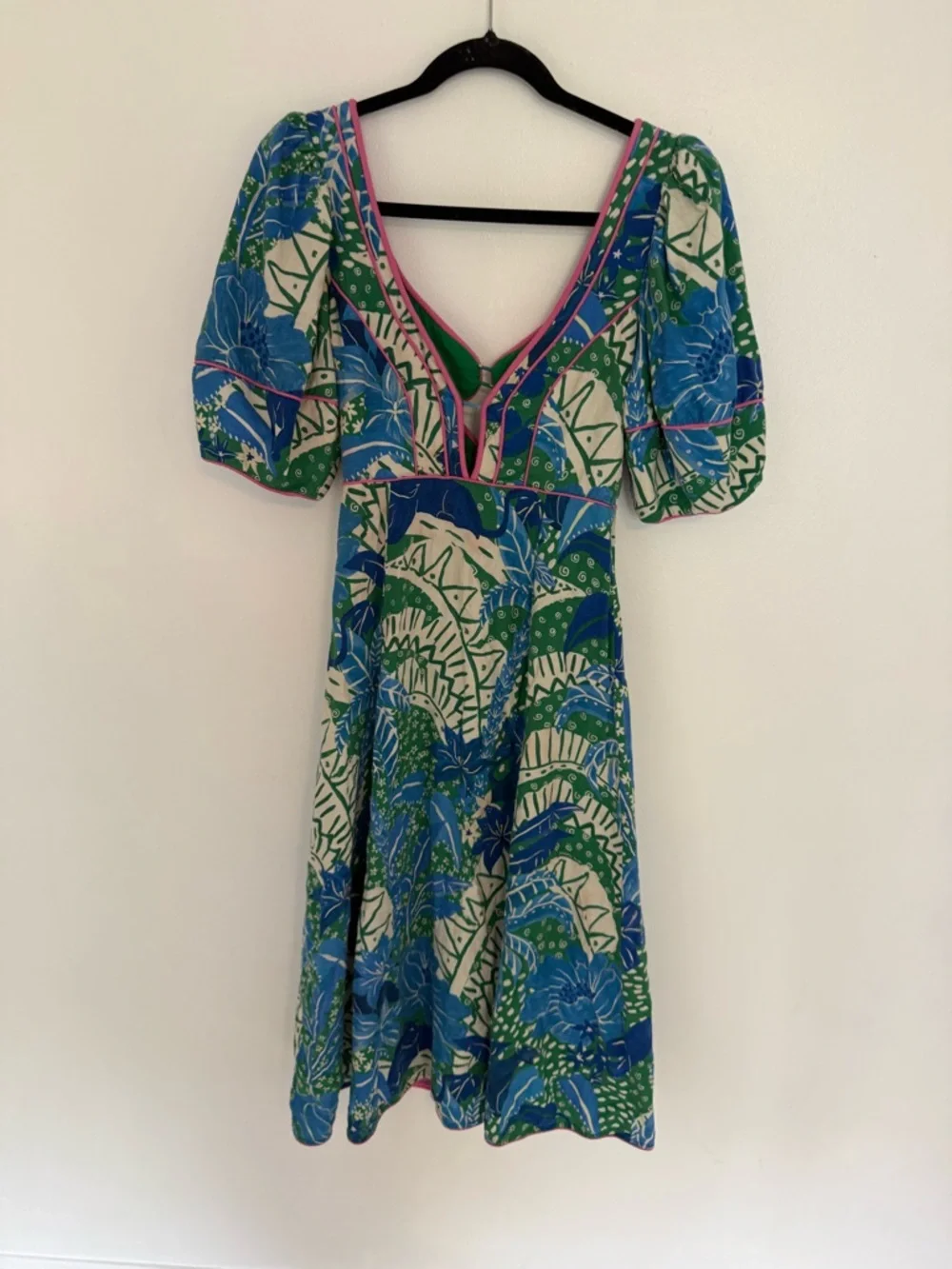 Farm Rio Dress Jungle Panther Cutout in Blue Pink Floral - Picture 7 of 7